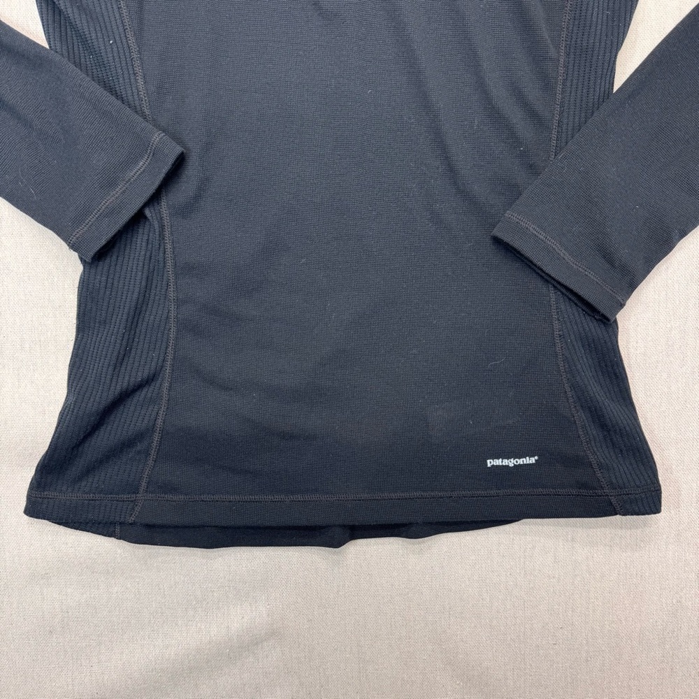 Patagonia Women’s S Black 1/4 Zip Thermal Base Layer Top Performance Waffle Knit - Picture 2 of 9